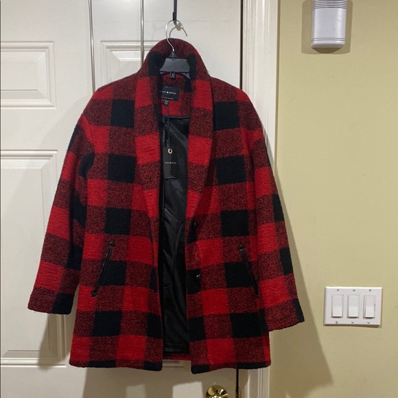 New with tag Lucky Brand Buffalo Plaid red black jacket coat - Picture 4 of 13